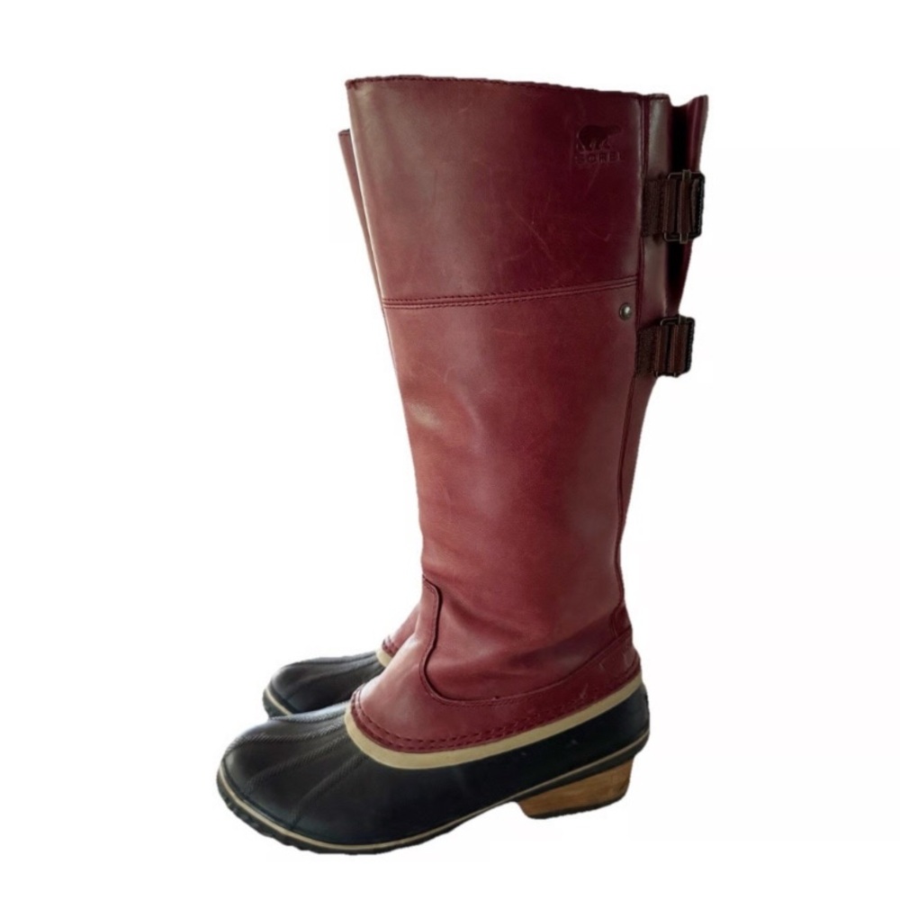 Sorel Tall Slimpack II Red Leather Snow Boots